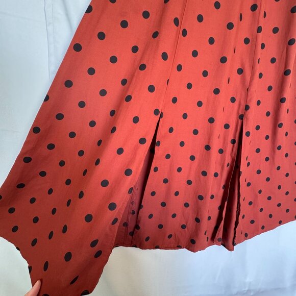 Anthropologie Maeve Lucienne Off-The-Shoulder Brown Polka Dot Maxi Dress Size 6 - Picture 5 of 16